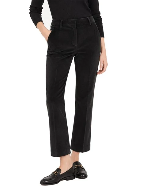 PANTALONI CROPPED IN VELLUTO MILLERIGHE DONNA NERO