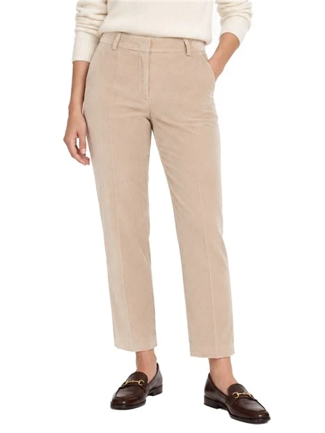 PANTALONI CROPPED IN VELLUTO MILLERIGHE DONNA BEIGE