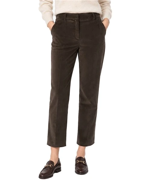 PANTALONI CROPPED IN VELLUTO MILLERIGHE DONNA MARRONE