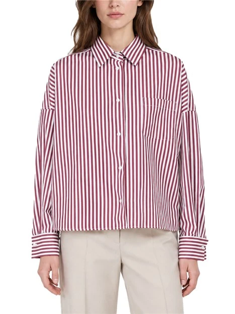 CAMICIA BOXY IN POPELINE DI PURO COTONE DONNA BORDEAUX