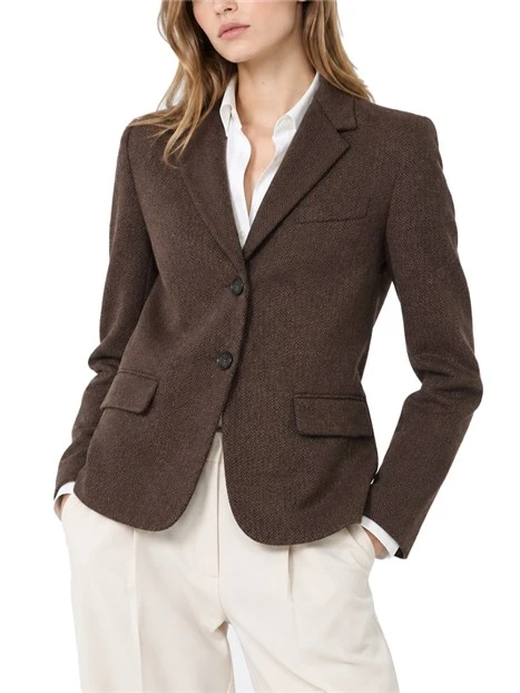 BLAZER MONOPETTO IN JERSEY JACQUARD DONNA MARRONE