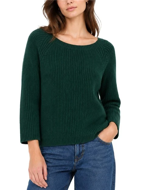 MAGLIA GIROCOLLO IN MISTO MOHAIR LAVORATA A PUNTO PANNOCCHIA DONNA VERDE SCURO