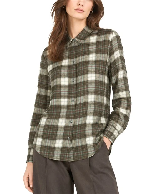 CAMICIA IN TWILL DI PURA SETA CON MOTIVO CHECK DONNA VERDE