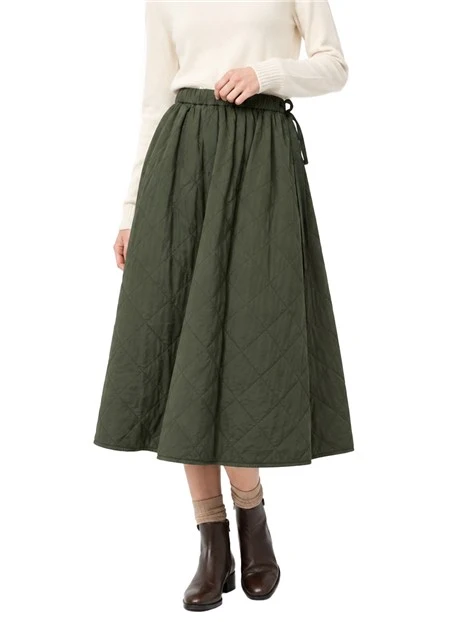 GONNA LUNGA TRAPUNTATA A ROMBI DONNA VERDE