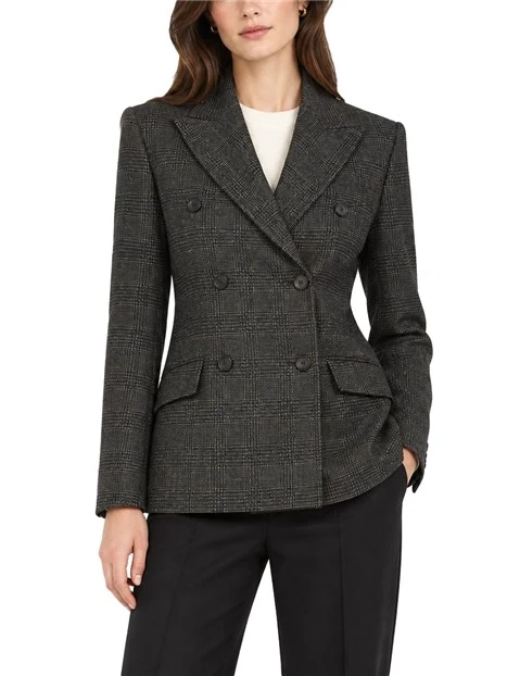 BLAZER DOPPIOPETTO IN PURA LANA PRINCIPE DI GALLES DONNA GRIGIO