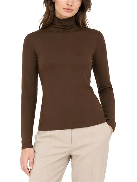 MAGLIA DOLCEVITA IN JERSEY DI VISCOSA STRETCH DONNA MARRONE