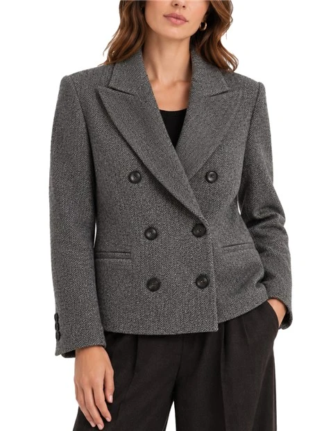 GIACCA CORTA DOPPIOPETTO IN JERSEY MICRO JACQUARD DONNA GRIGIO