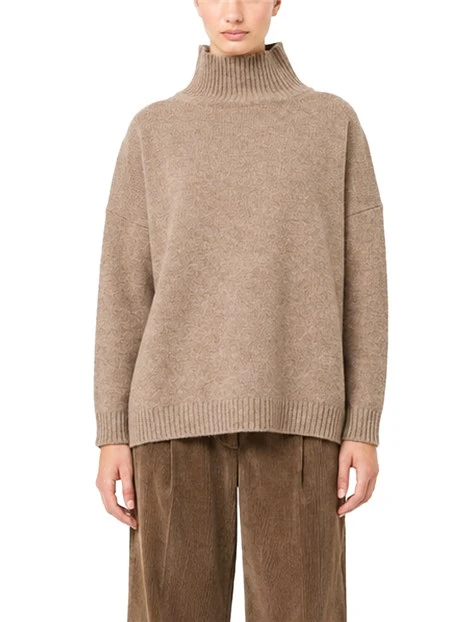 MAGLIA DOLCEVITA AMPIA IN FILATO DI PURA LANA DONNA  MARRONE