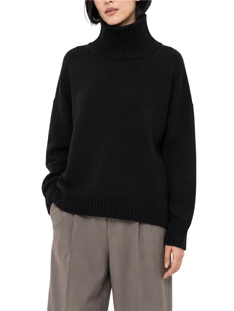 MAGLIA DOLCEVITA AMPIA IN FILATO DI PURA LANA DONNA NERO