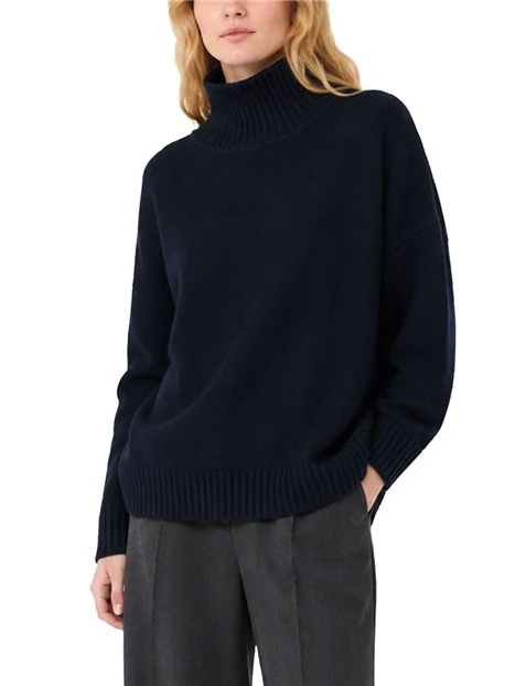 MAGLIA DOLCEVITA  AMPIA IN FILATO DI PURA LANA DONNA BLU