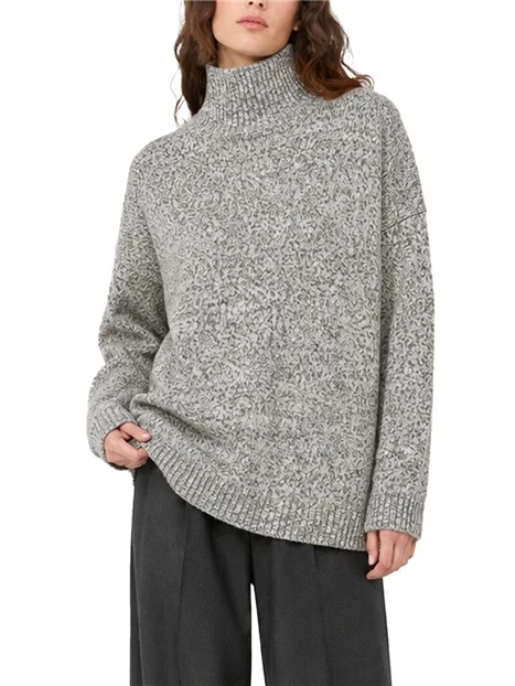 MAGLIA DOLCEVITA AMPIA IN FILATO DI PURA LANA DONNA GRIGIO SCURO