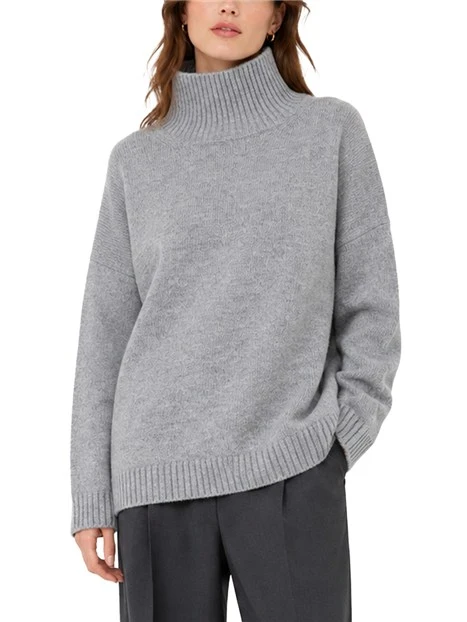 MAGLIA DOLCEVITA AMPIA IN FILATO DI PURA LANA DONNA GRIGIO