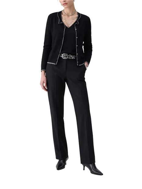 CARDIGAN CON PROFILI LUREX DONNA NERO