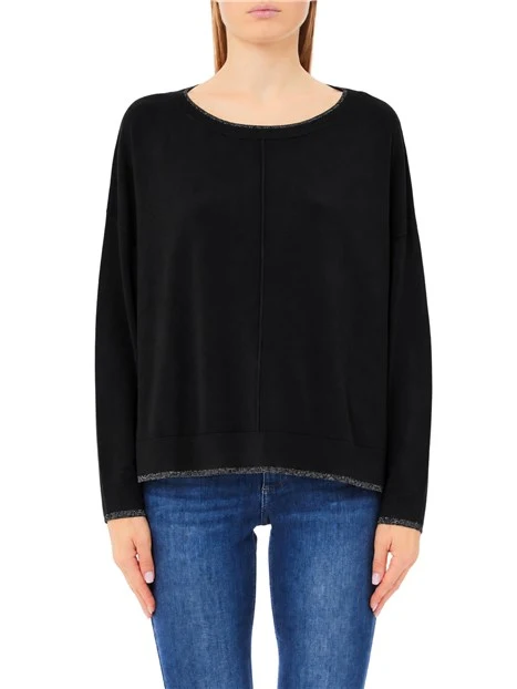 MAGLIA GIROCOLLO ECOSOSTENIBILE IN VISCOSA DONNA NERO