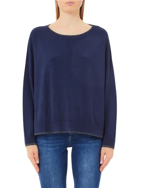 MAGLIA GIROCOLLO ECOSOSTENIBILE IN VISCOSA DONNA BLU NOTTE