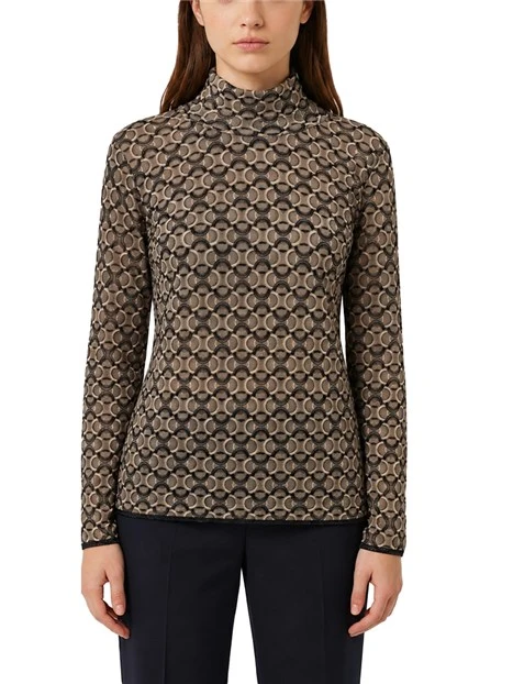MAGLIA DOLCEVITA CON FANTASIA GEOMETRICA DONNA GRIGIO