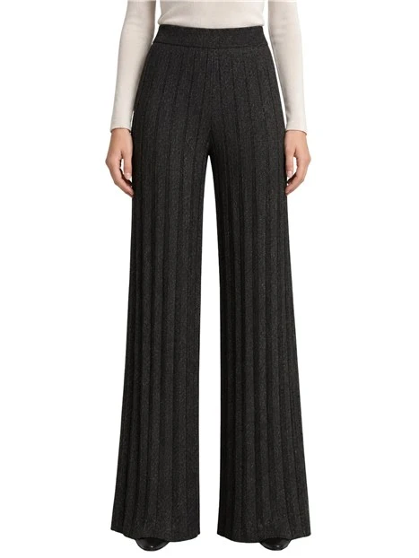 PANTALONI A ZAMPA IN MAGLIA DI LUREX DONNA NERO