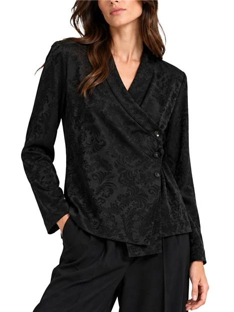 CAMICIA A VESTAGLIA IN JACQUARD DONNA NERO
