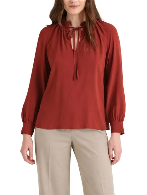 BLUSA IN CREPE CON APERTURA A GOCCIA DONNA BORDEAUX