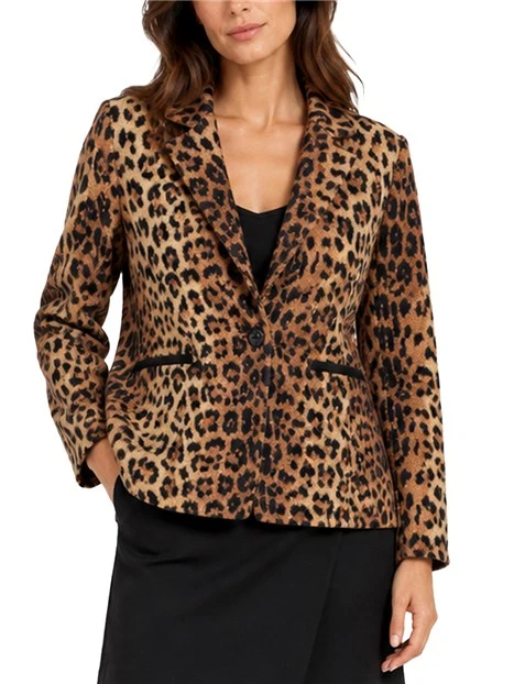 BLAZER IN MAGLIA JACQUARD DONNA MARRONE