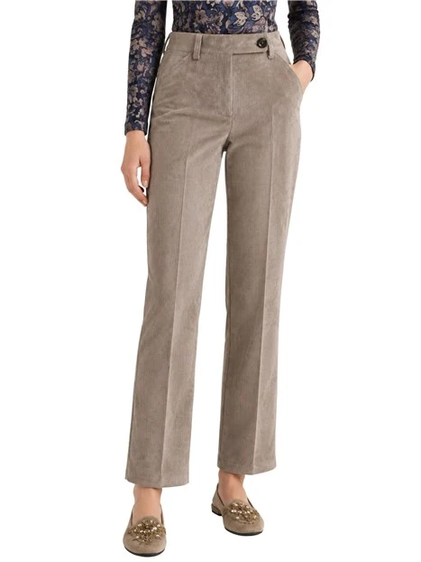 PANTALONI CHINO IN VELLUTO A COSTE DONNA GRIGIO