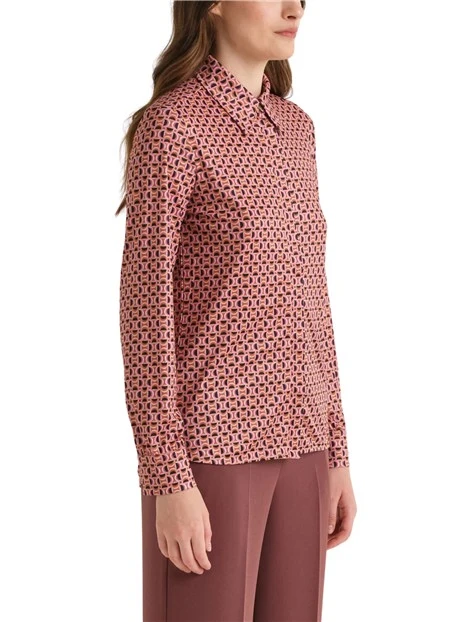 CAMICIA IN JERSEY CON MICRO STAMPA DONNA ROSA