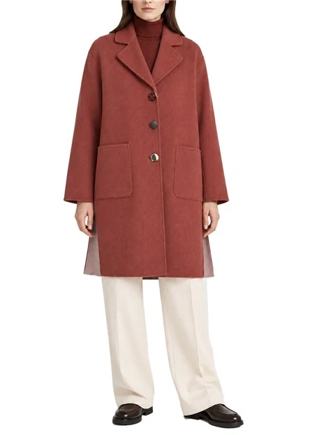 CAPPOTTO LUNGO IN LANA DOUBLE FACE DONNA BORDEAUX
