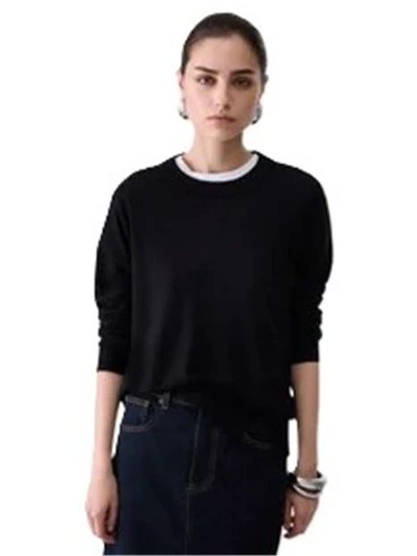 MAGLIA GIROCOLLO CON LOGO DONNA NERO