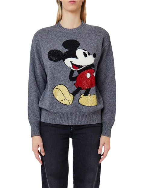 MAGLIA GIROCOLLO CON MICKEY MOUSE DONNA GRIGIO