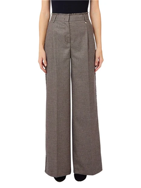 PANTALONE PALAZZO IN PIED DE POULE DONNA GRIGIO