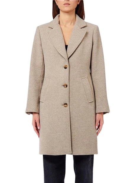 CAPPOTTO LUNGO EFFETTO NAVETTA DONNA BEIGE