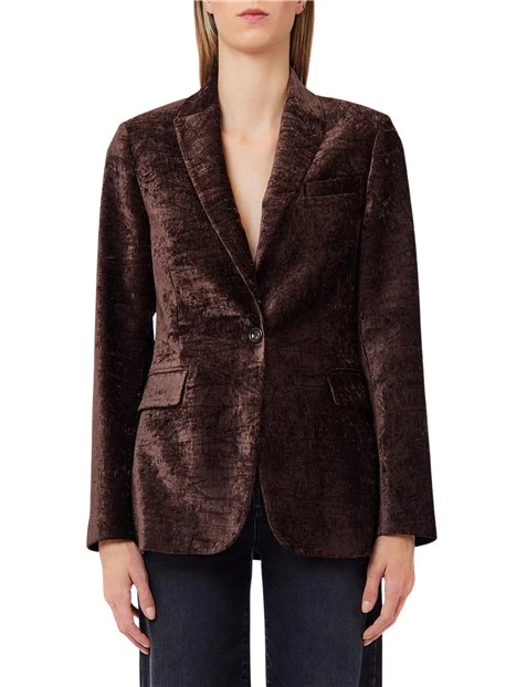 GIACCA BLAZER VELLUTO DONNA MARRONE