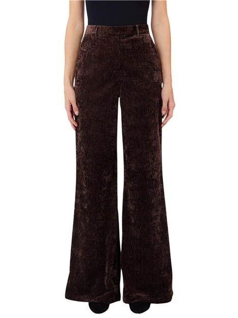PANTALONI PALAZZO VELLUTO DONNA MARRONE