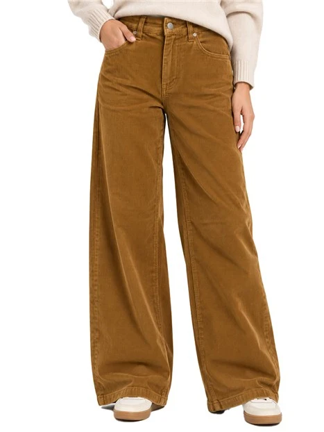 PANTALONI PALAZZO A COSTINE DONNA MARRONE