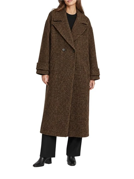CAPPOTTO LUNGO DOPPIOPETTO SPIGATO DONNA MARRONE