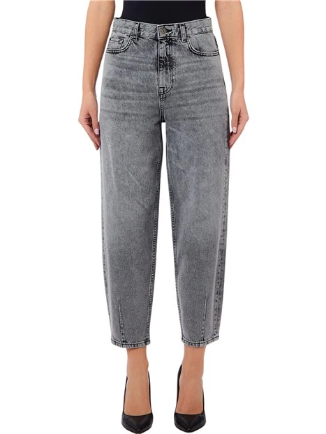 JEANS BOYFRIEND A VITA ALTA DONNA GRIGIO DENIM