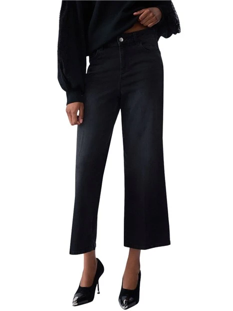 JEANS A ZAMPA BOTTOM UP CROPPED DONNA NERO DENIM