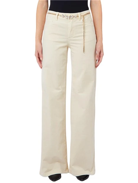 JEANS A ZAMPA BOTTOM UP A VITA ALTA DONNA AVORIO
