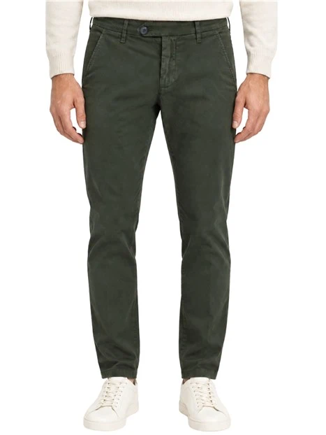 PANTALONI CHINO SLIM FIT IN GARBADINA UOMO VERDE