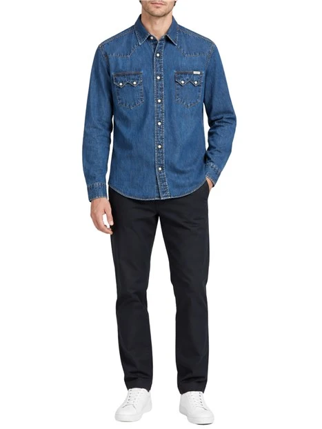 CAMICIA DENIM WESTERN UOMO BLU