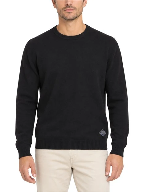 MAGLIA GIROCOLLO COMODO IN LANA UOMO NERO