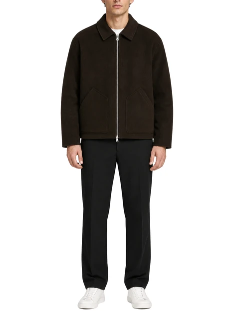 GIACCA CORTA IN DRAP DI LANA MERINO UOMO MARRONE