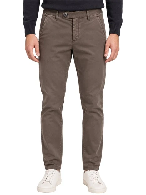 PANTALONI CHINO SLIM FIT IN GARBADINA UOMO MARRONE
