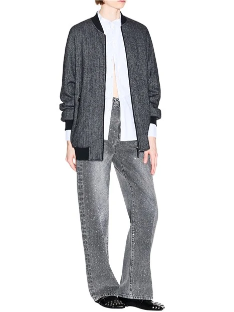 JEANS PALAZZO CON STRASS DONNA GRIGIO