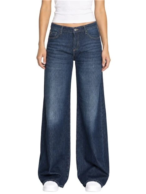 JEANS PALAZZO CINQUE TASCHE IN DENIM DONNA BLU