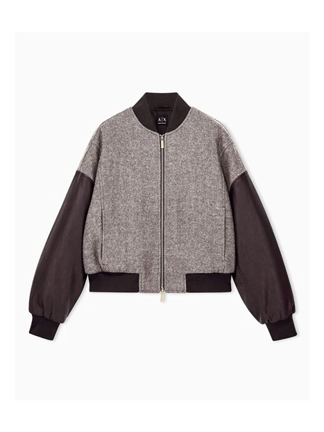 GIACCA MODELLO BOMBER IN TWEED SPINATO DONNA MARRONE