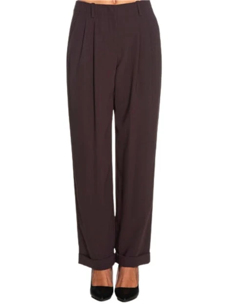 PANTALONI PALAZZO IN CREPE RICICLATO MARRONE