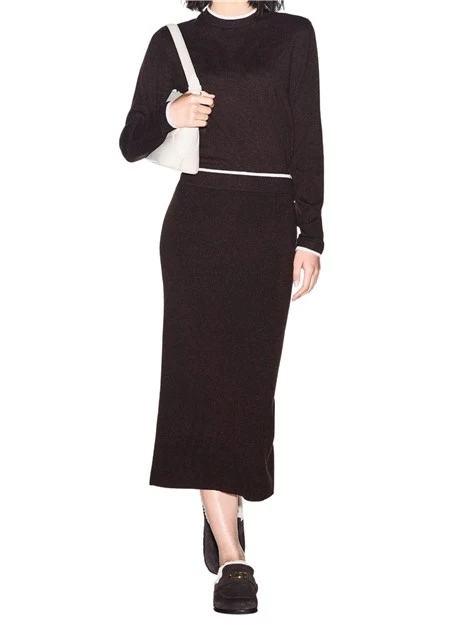 GONNA LUNGA MIDI PLISSETTATE IN DENIM DONNA NERO