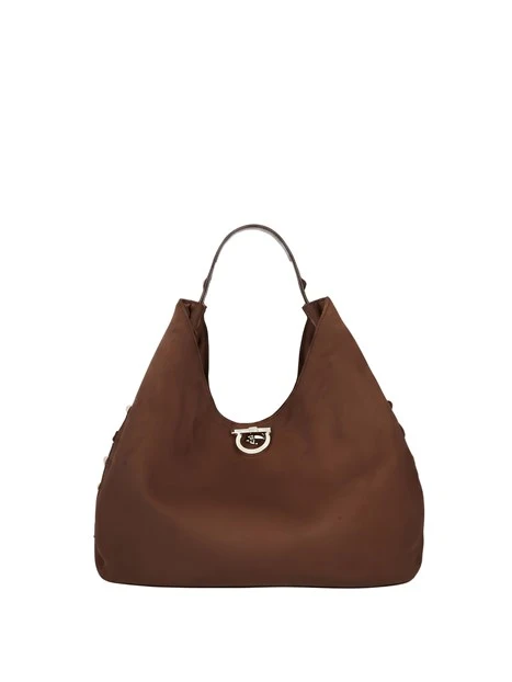 BORSA A SPALLA CON BORCHIE HOBO DONNA TABACCO
