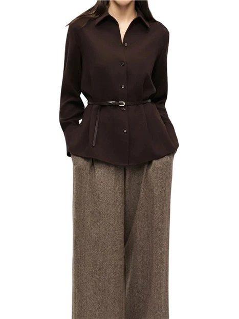 CAMICIA CON CINTURA DONNA MARRONE